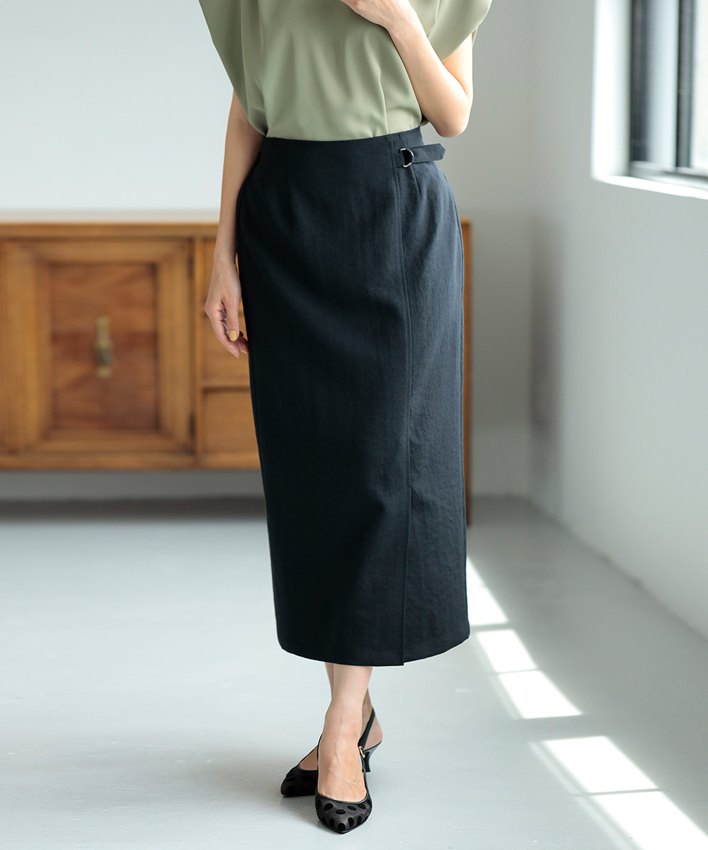 リネン混ラップデザインロングタイトスカート | ラインナップ | ファッションレンタル【EDIST. CLOSET】