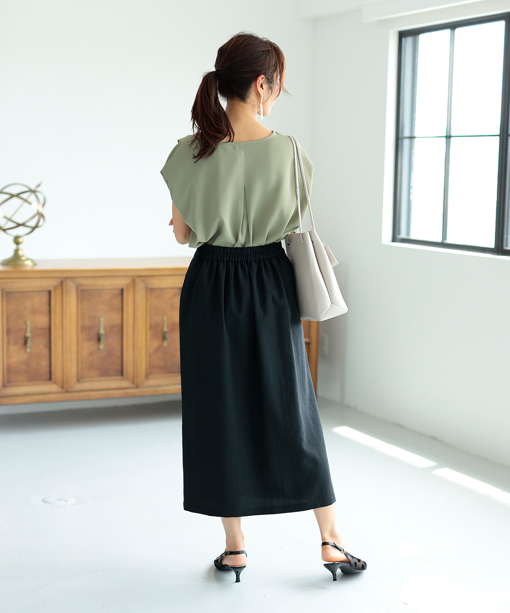リネン混ラップデザインロングタイトスカート | ラインナップ | ファッションレンタル【EDIST. CLOSET】
